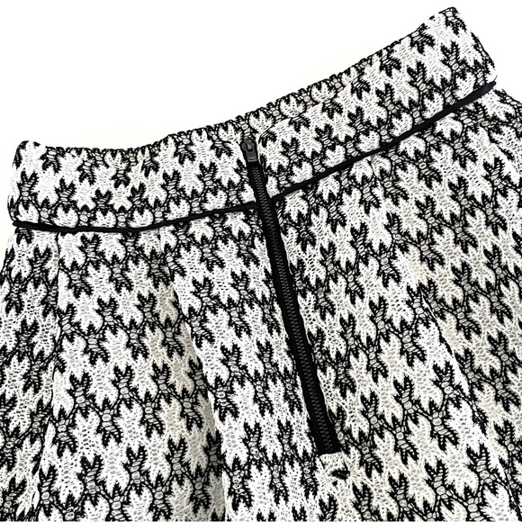 MAJE Josy Pleated Black and White Lace Midi Skirt - Picture 8 of 15
